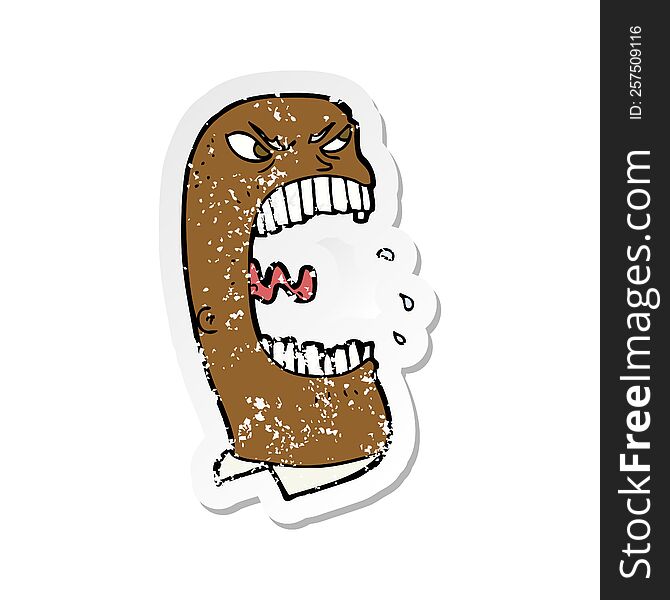 Retro Distressed Sticker Of A Cartoon Furious Man Shouting