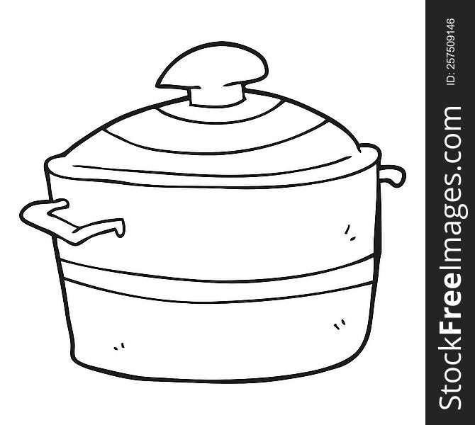 Black And White Cartoon Cooking Pot