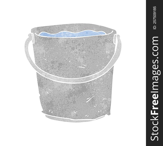 freehand retro cartoon bucket of water