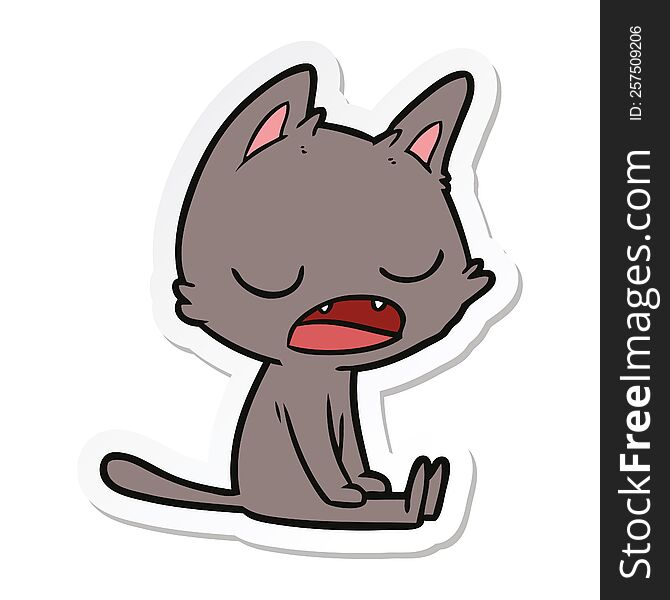 Sticker Of A Talking Cat Cartoon