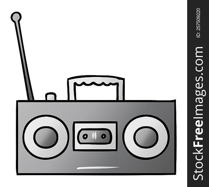hand drawn gradient cartoon doodle of a gradient cassette player