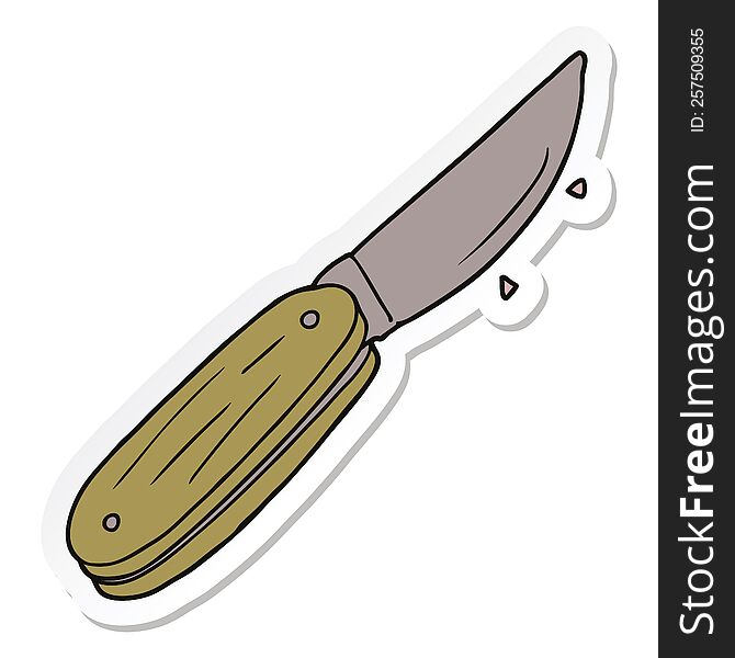 sticker of a cartoon folding knife