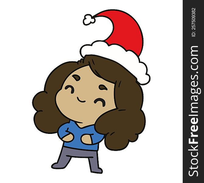 christmas cartoon of kawaii girl