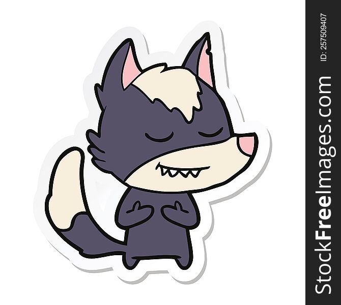 Sticker Of A Friendly Cartoon Wolf