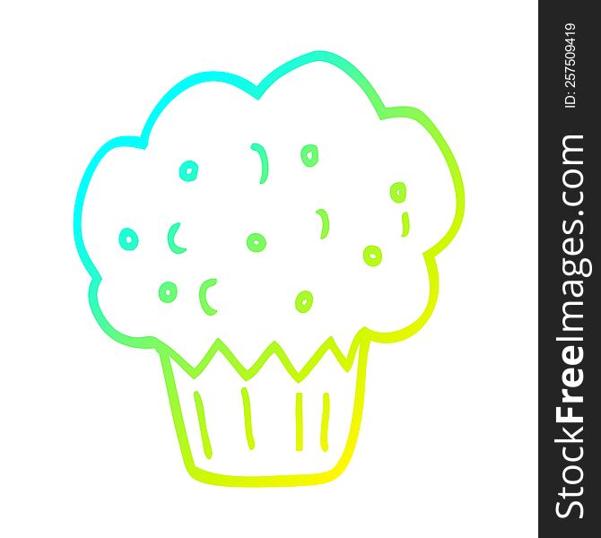 cold gradient line drawing of a cartoon muffin