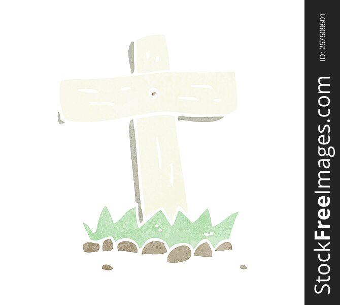 Cartoon Wooden Cross Grave