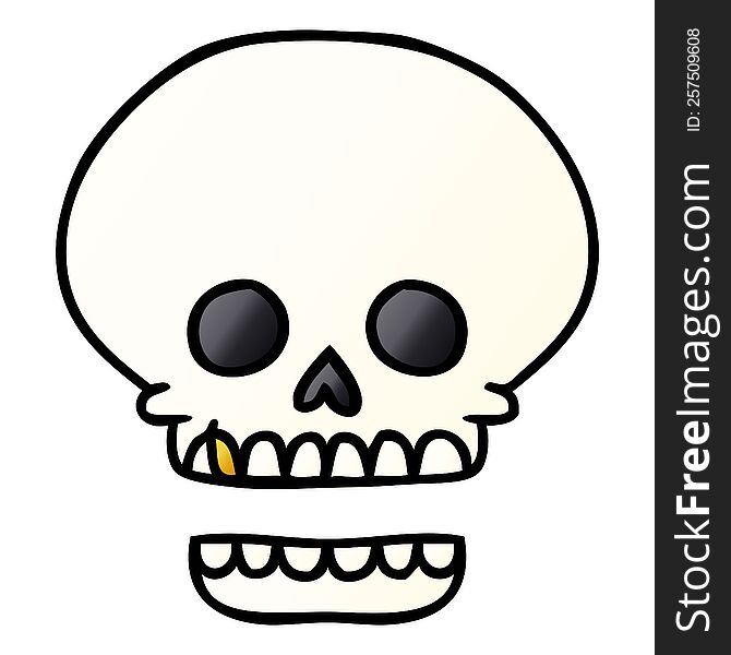 Gradient Cartoon Doodle Of A Skull Head