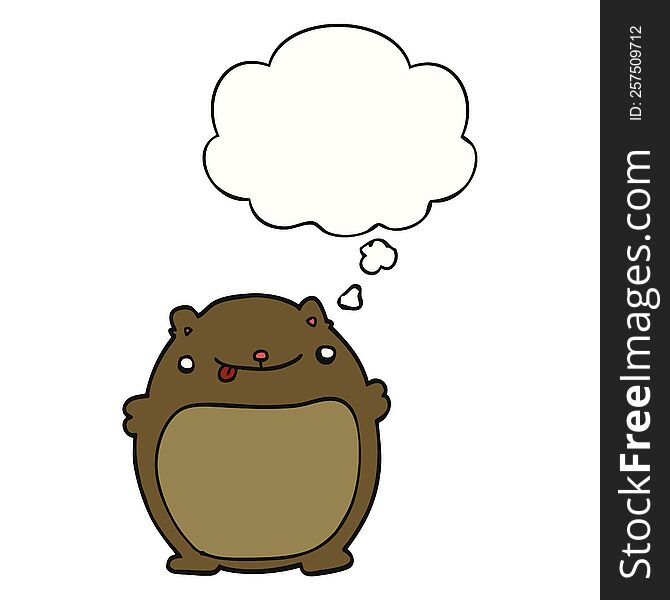 cartoon fat bear with thought bubble. cartoon fat bear with thought bubble