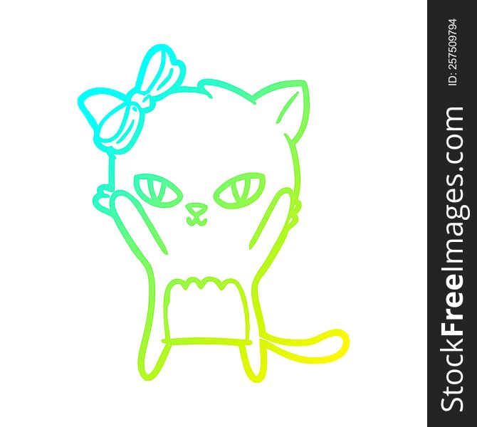 Cold Gradient Line Drawing Cute Cartoon Cat