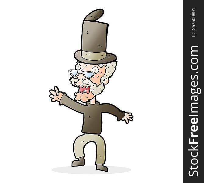 Cartoon Old Man In Top Hat