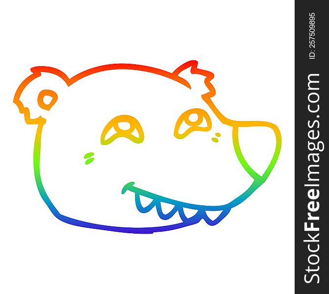 Rainbow Gradient Line Drawing Cartoon Polar Bear Face