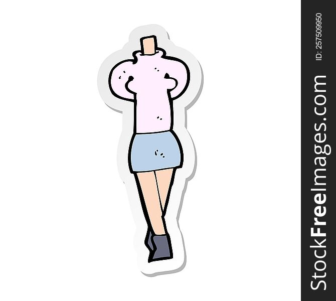 sticker of a cartoon female body