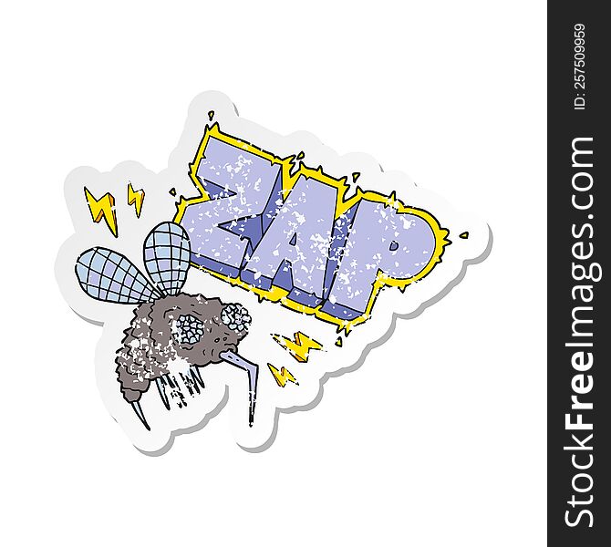 retro distressed sticker of a cartoon fly zapped
