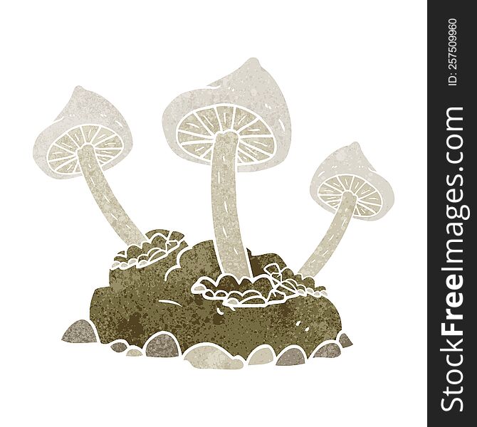 Retro Cartoon Mushrooms Growing