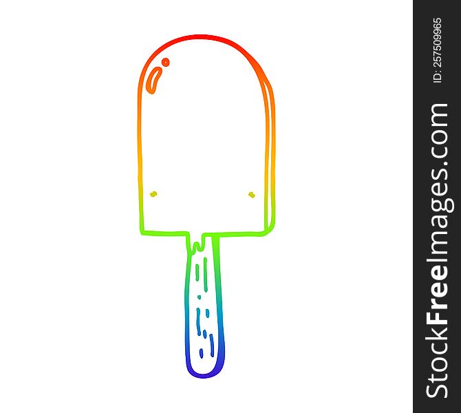 rainbow gradient line drawing of a cartoon lollipop