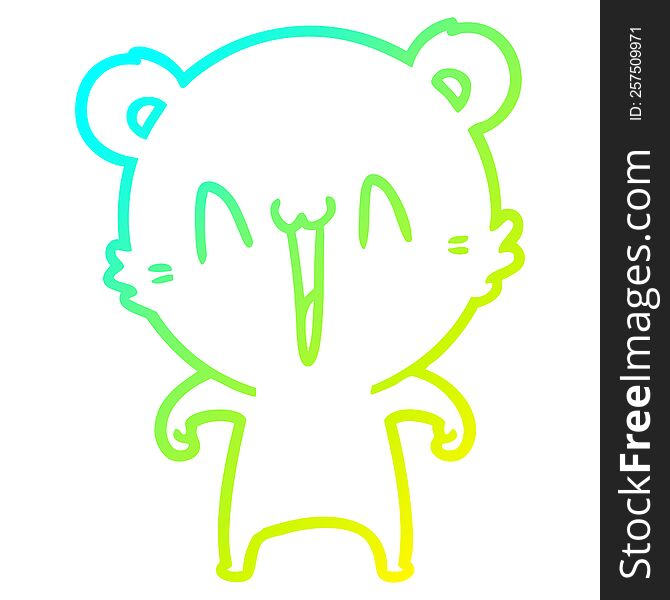 cold gradient line drawing of a happy polar bear cartoon