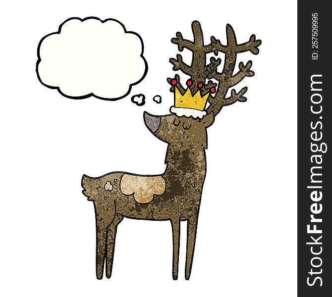 freehand drawn thought bubble textured cartoon stag king