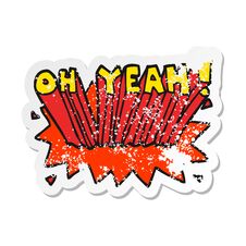 Distressed Sticker Of A Cartoon Text Oh Yeah Royalty Free Stock Photo