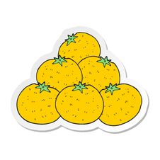 Sticker Of A Cartoon Oranges Royalty Free Stock Photo