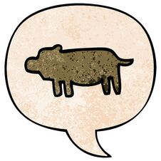 Cartoon Animal Symbol And Speech Bubble In Retro Texture Style Stock Image