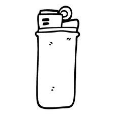 Line Drawing Cartoon Disposable Lighter Stock Photo