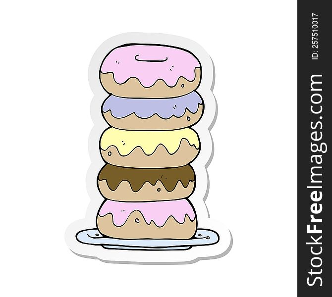 Sticker Of A Cartoon Plate Of Donuts