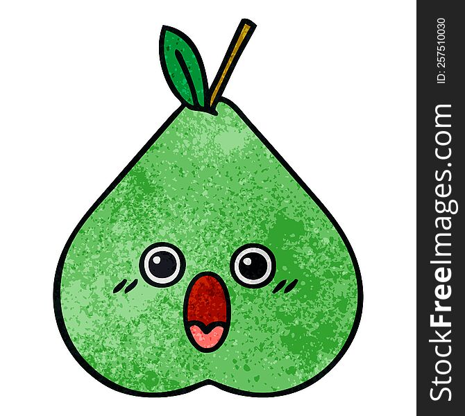 retro grunge texture cartoon green pear