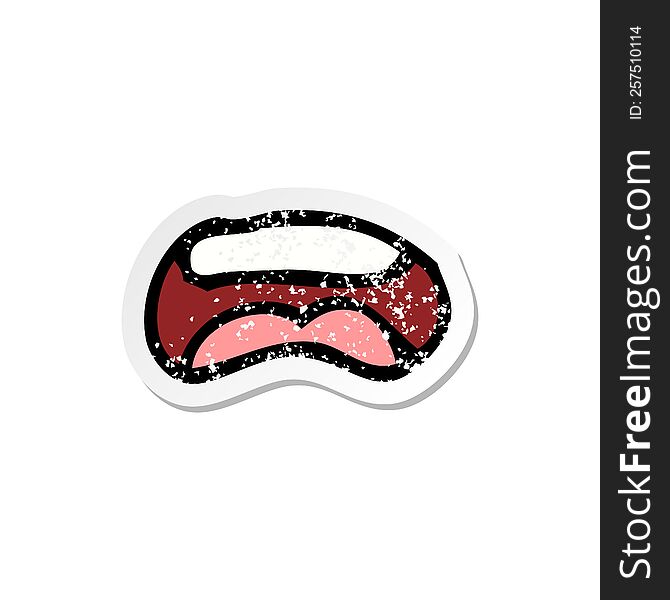 Retro Distressed Sticker Of A Cartoon Mouth