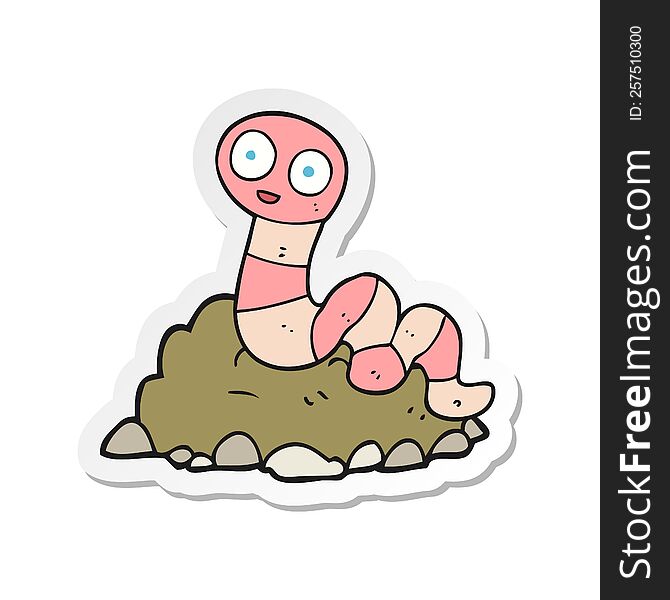Sticker Of A Cartoon Earthworm