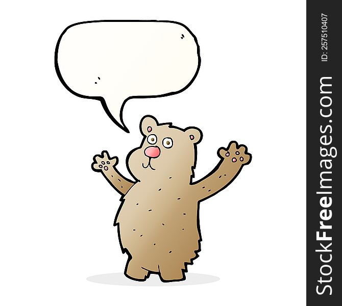 Cartoon Funny Bear With Speech Bubble