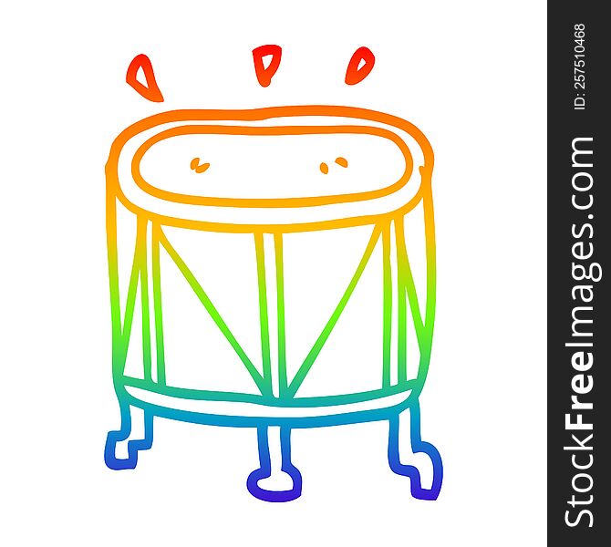 rainbow gradient line drawing of a cartoon drum on stand