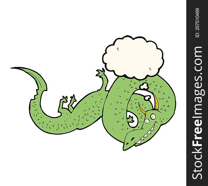 cartoon chinese dragon with thought bubble