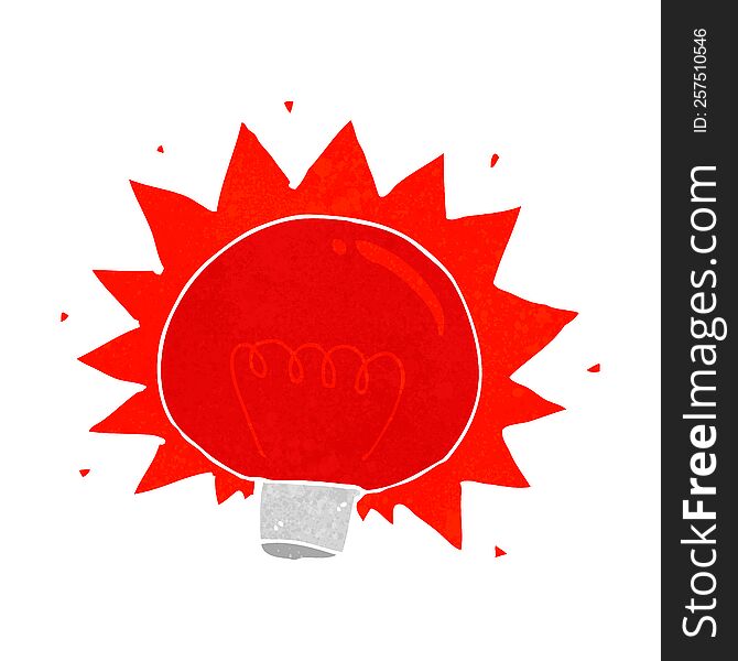 cartoon flashing red light bulb