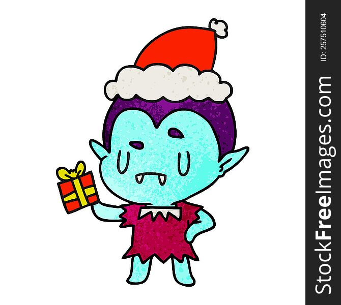 Christmas Textured Cartoon Of Kawaii Vampire