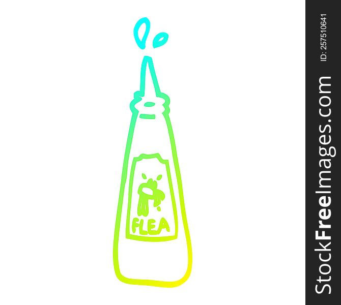cold gradient line drawing cartoon flea treatment bottle