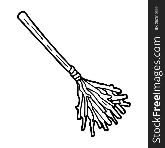 black and white cartoon witches broomstick