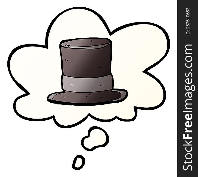 Cartoon Top Hat And Thought Bubble In Smooth Gradient Style