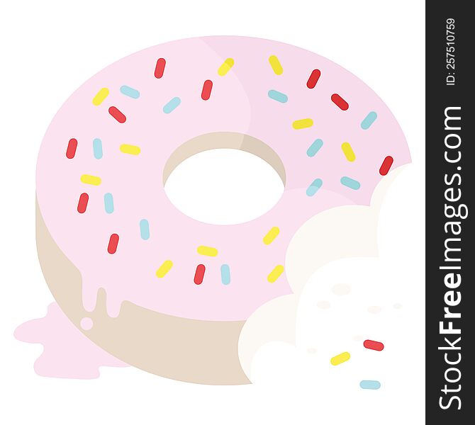 bitten frosted donut graphic vector illustration icon. bitten frosted donut graphic vector illustration icon