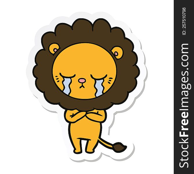 Sticker Of A Crying Cartoon Lion