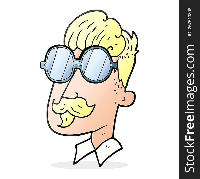 cartoon man with mustache and spectacles