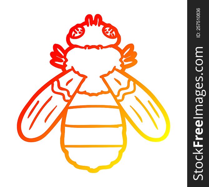 Warm Gradient Line Drawing Cartoon Bee