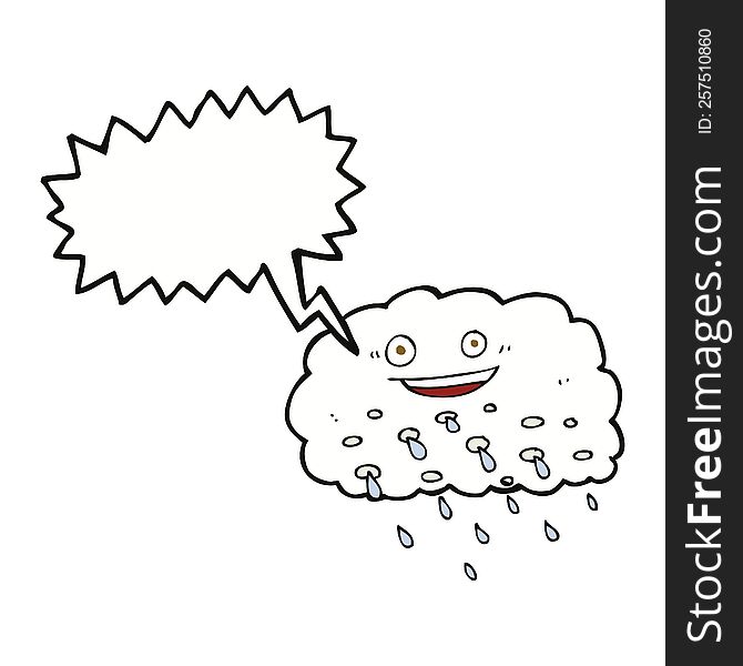 Cartoon Rain Cloud With Speech Bubble