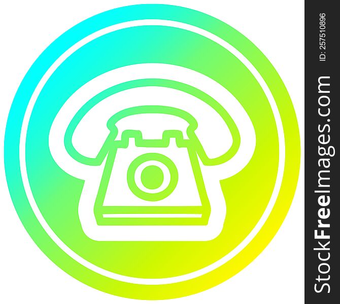 old telephone circular icon with cool gradient finish. old telephone circular icon with cool gradient finish