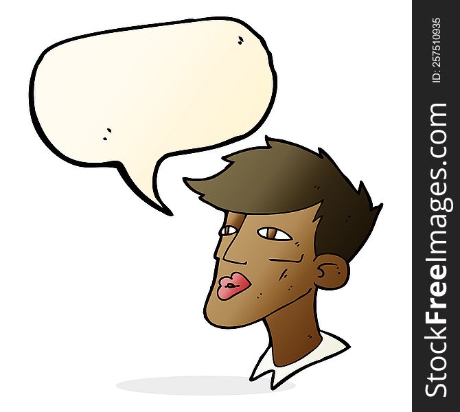 Cartoon Male Model Guy With Speech Bubble