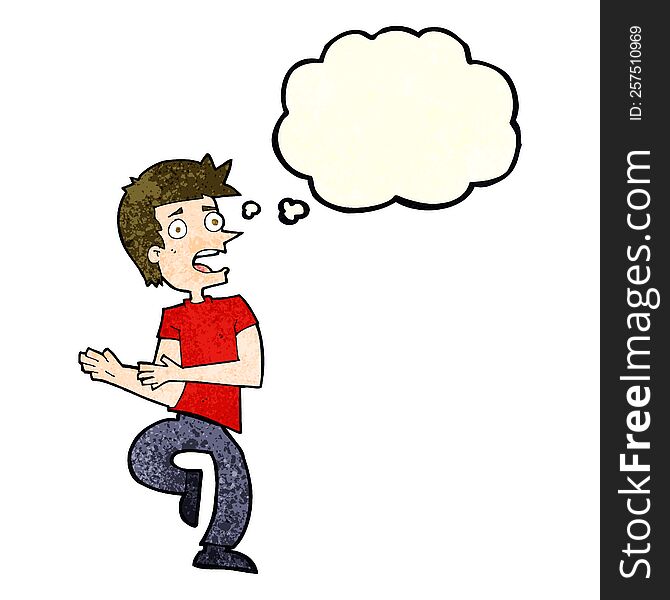 Cartoon Stressed Out Man With Thought Bubble