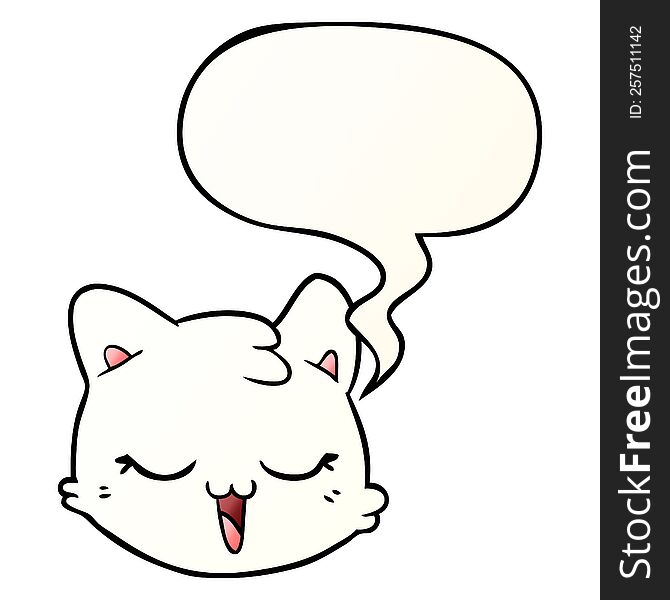Cartoon Cat Face And Speech Bubble In Smooth Gradient Style