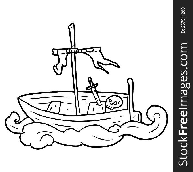 line drawing of a old shipwrecked boat. line drawing of a old shipwrecked boat