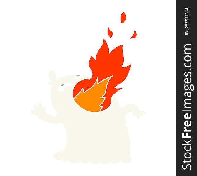 flat color style cartoon fire breathing ghost