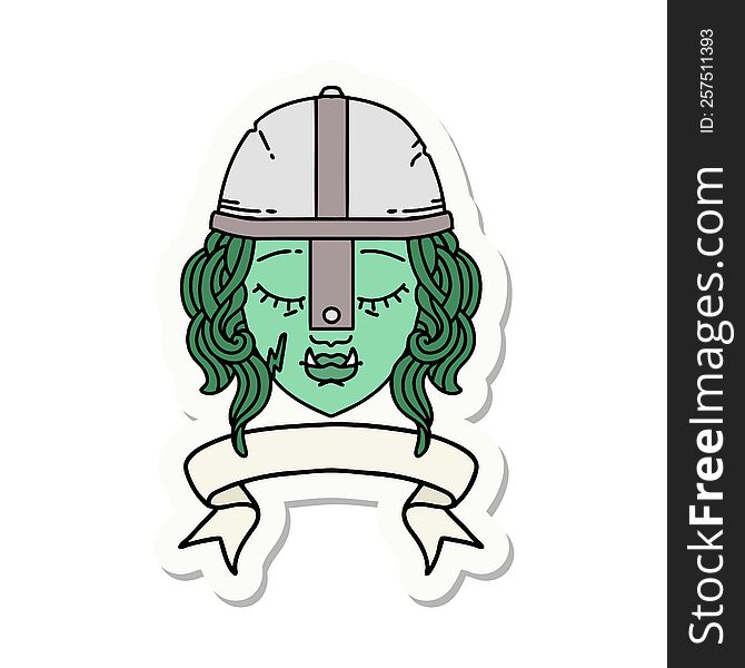 Orc Fighter Character Face With Banner Sticker
