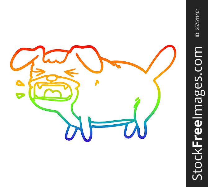 rainbow gradient line drawing of a cartoon dog barking